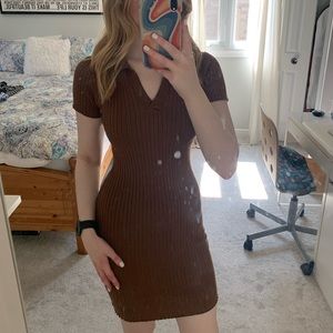 Brown bodycon dress
